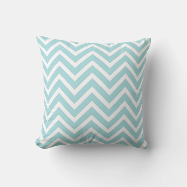 Powder Blue Chevron Kussen (Voorkant)