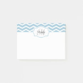 Powder Blue Chevron Name Monogramed Post-it® Notes (Voorkant)