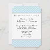 Powder Blue Chevron Wedding Kaart (Voorkant)
