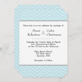 Powder Blue Chevron Wedding Kaart (Voorkant / Achterkant)