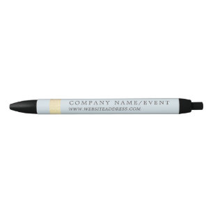 Powder Blue, Chic Gold Foil Stripe, Company/Event Zwarte Inkt Pen