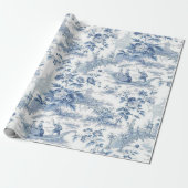 Powder Blue Chinoiserie Toile Cadeaupapier (Uitgerold)