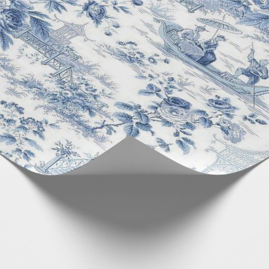 Powder Blue Chinoiserie Toile Cadeaupapier (Hoek)