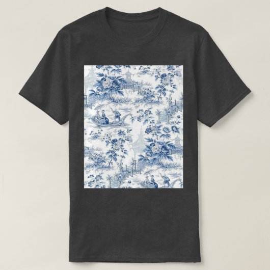 Powder Blue Chinoiserie Toile Graphic T-shirt (Design voorkant)