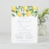 Powder Blue Citrus Lemons Wedding Rehearsal Dinner Kaart (Staand voorkant)