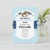 Powder Blue Cowboy Baby shower Invitation Kaart (Staand voorkant)