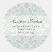 Powder Blue  Damask Lace Return Address Ronde Sticker (Voorkant)