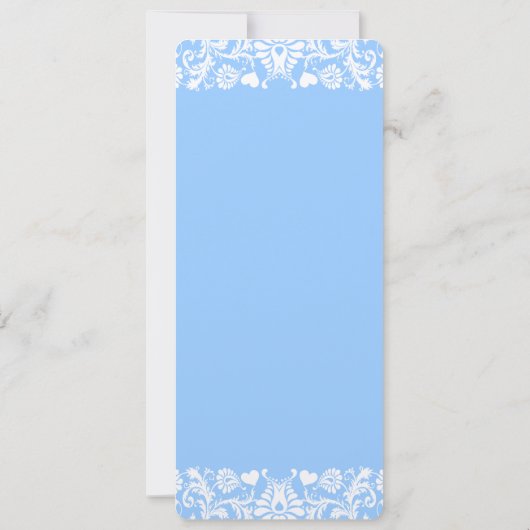 Powder Blue Damask Wedding Invitation Kaart (Achterkant)