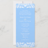 Powder Blue Damask Wedding Invitation Kaart (Voorkant)