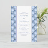 Powder Blue Diamond Tufted Virtual Wedding Invitat Kaart (Staand voorkant)