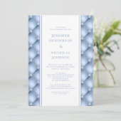 Powder Blue Diamond Tufted Virtual Wedding Invitat Kaart (Staand voorkant)