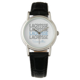 Powder Blue Distress Lacrosse Word Horloge
