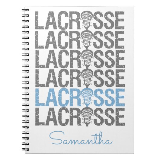 Powder Blue Distress Lacrosse Word Notitieboek (Voorkant)