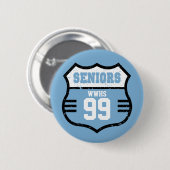Powder Blue Distressed Seniors Road Sign Ronde Button 5,7 Cm (Voorkant /achterkant)