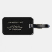 Powder Blue en Black Chic Artsy Monogram Naam Bagagelabel (Achterkant horizontaal)