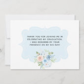 Powder Blue en Blush Pink Floral Afstuderen Foto Bedankkaart (Achterkant)