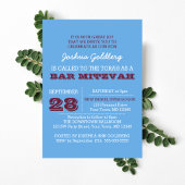 Powder Blue en Maroon Naam Logo Bar Mitzvah Kaart