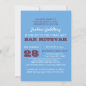 Powder Blue en Maroon Naam Logo Bar Mitzvah Kaart (Voorkant)