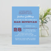 Powder Blue en Maroon Naam Logo Bar Mitzvah Kaart (Staand voorkant)
