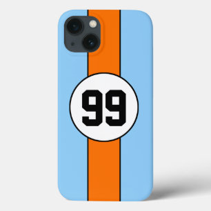 Powder Blue en Oranje Livery Aangepaste iPhone 6 h iPhone 13 Hoesje
