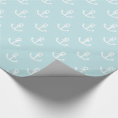 Powder Blue en White Anchor Pattern Cadeaupapier (Hoek)