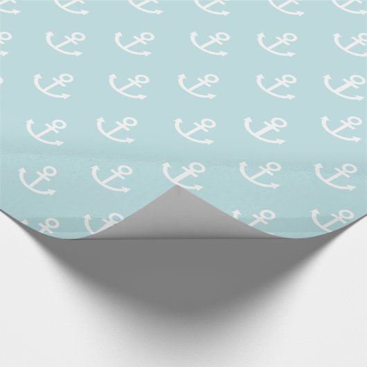 Powder Blue en White Anchor Pattern Cadeaupapier (Hoek)