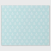 Powder Blue en White Anchor Pattern Cadeaupapier (Vlak)