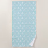 Powder Blue en White Anchor Pattern Strandlaken (Voorkant)