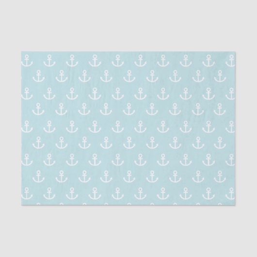 Powder Blue en White Anchor Pattern Tissuepapier (Voorkant)