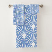 Powder blue en white Art Deco patroon Bad Handdoek (Insitu)