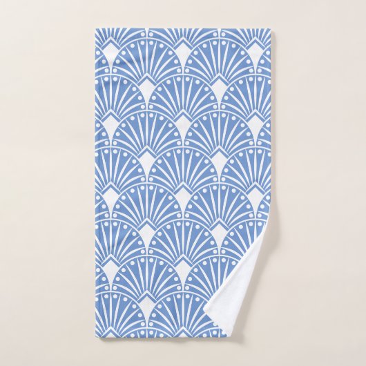 Powder blue en white Art Deco patroon Bad Handdoek (Handdoek)