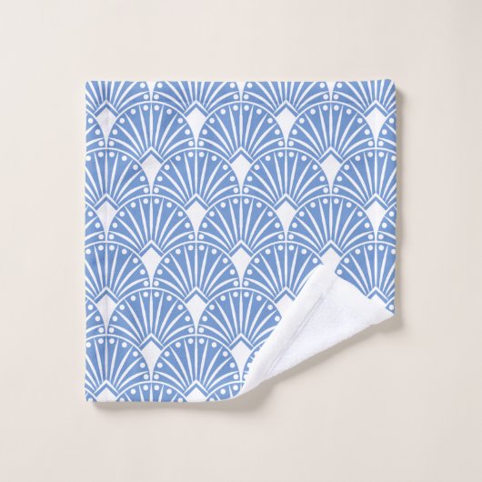 Powder blue en white Art Deco patroon Bad Handdoek (Wasdoekje)
