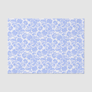 Powder Blue en White Floral Damaskers Tissuepapier