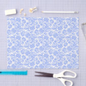 Powder Blue en White Floral Damaskers Tissuepapier (Craft)