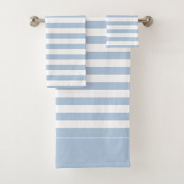 Powder Blue en White Striped Bath Towel Set Bad Handdoek
