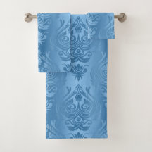Powder Blue Floral Damask gradiënt afdrukken