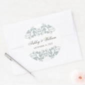 Powder Blue  Floral Flourish Wedding Party Ronde Sticker (Envelop)