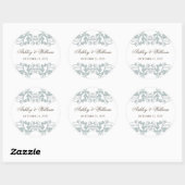 Powder Blue  Floral Flourish Wedding Party Ronde Sticker (Vel)