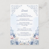Powder Blue Floral Wedding Details Informatiekaartje (Voorkant)