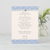 Powder Blue Florentine Weddenschap Kaart (Staand voorkant)