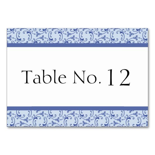 Powder Blue Florentine Wedding Table Kaart (Voorkant)