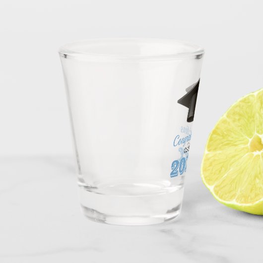 Powder Blue Gefeliciteerd College Afstuderen Shot Glas (Links)