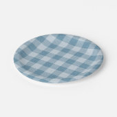 Powder Blue Gingham Buffalo Check Linen Texture Papieren Bordje (Gekanteld)
