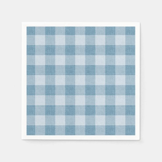 Powder Blue Gingham Buffalo Check Linen Texture Servet (Voorkant)