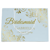 Powder Blue & Gold Lace Elegant Bridesmaid Groot Cadeauzakje (Voorkant)