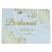 Powder Blue & Gold Lace Elegant Bridesmaid Groot Cadeauzakje (Achterkant)