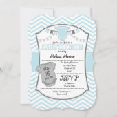 Powder Blue Gray Chevron Baby shower Uitnodiging (Voorkant)