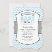 Powder Blue Gray Chevron Baby shower Uitnodiging (Voorkant)
