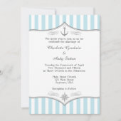 Powder Blue Grey Nautical Wedding Invitation Kaart (Voorkant)