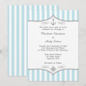 Powder Blue Grey Nautical Wedding Invitation Kaart (Voorkant / Achterkant)